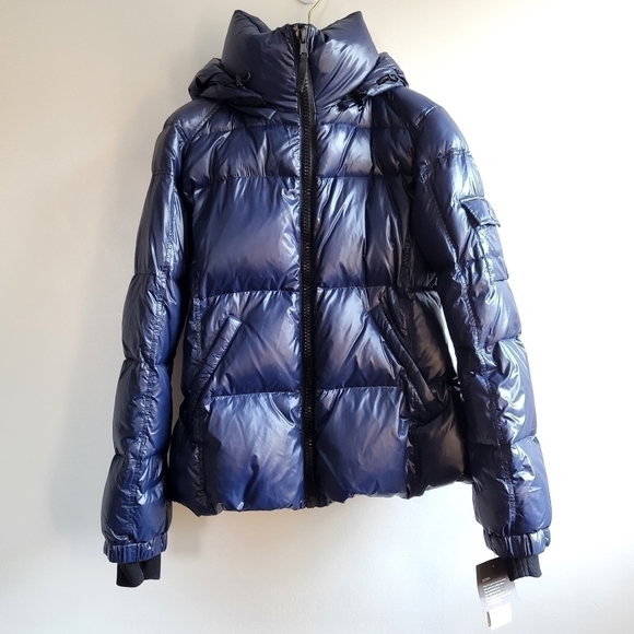 New S13 Kylie Gloss Duck Down Puffer Navy Jacket Coat NWT Size Large - Picture 5 of 11